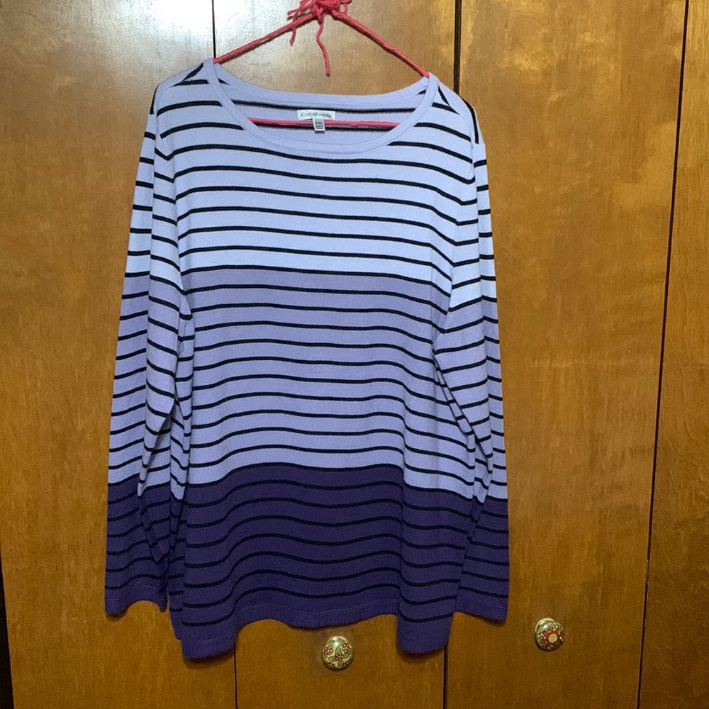 CROFT & BARROW- -Three Shades of Purple with Black lines Sweater - Picture 1 of 5